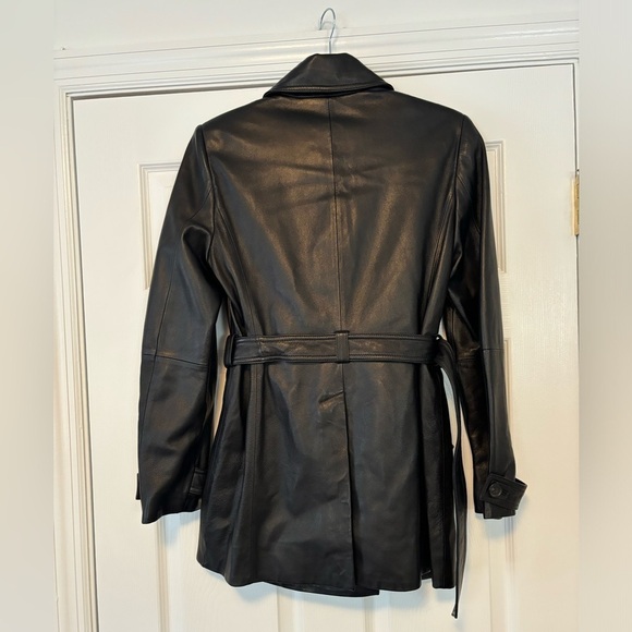 Brooks Brother Leather Belted Trench Coat - Picture 3 of 7